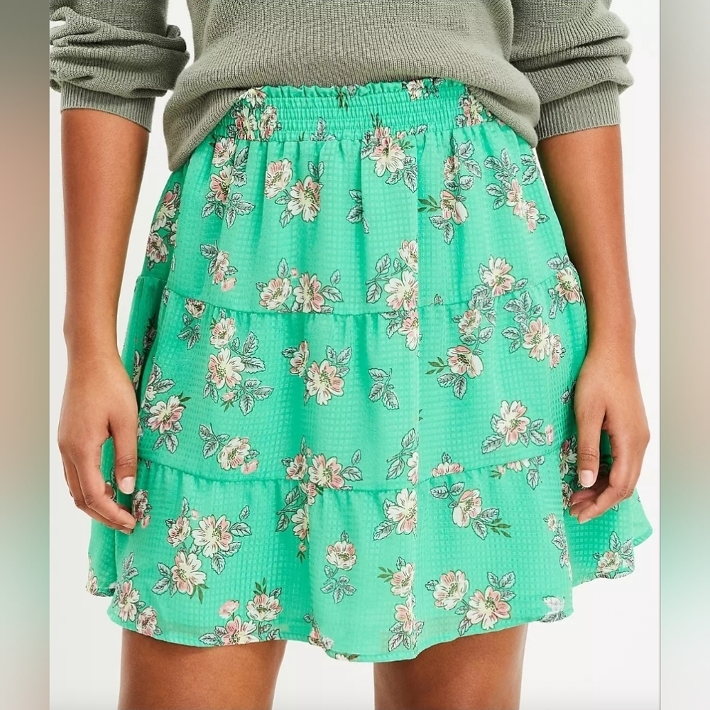 Loft Petites Floral Skirt Med